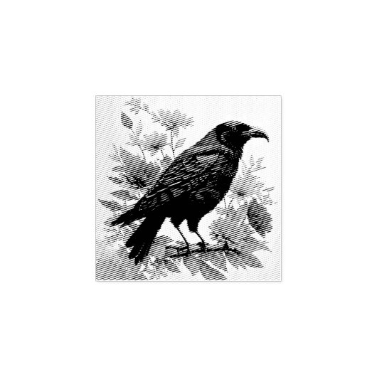 Raven Floral Art Gummistempel (Prägung)