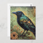 Raven Folk Art Malerei Postkarte (Vorne/Hinten)