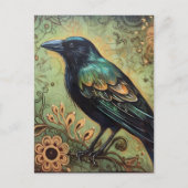 Raven Folk Art Malerei Postkarte (Vorderseite)