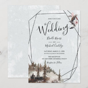 Raven, Forest und Crescent Moon Wedding Einladung