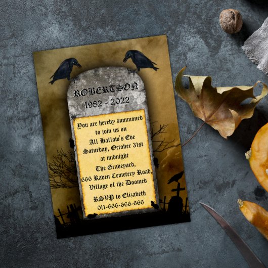Raven Friedhof Creepy Halloween Einladung Postkarte