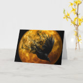 Raven Full Moon Pagan Grußkarte Karte (Gelbe Blume)