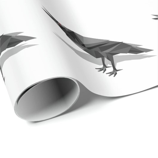 Raven Geometric Cubist Black and White Triangle Geschenkpapier (Rolleneckpunkt)