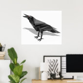 Raven Geometric Cubist Gray Triangle Poster (Heimbüro)