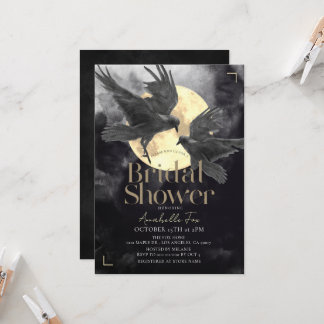 Raven & Golden Moon Gothic Brautparty-Einladung Einladung