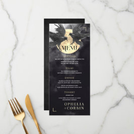 Raven & Golden Moon Gothic Wedding Menükarte