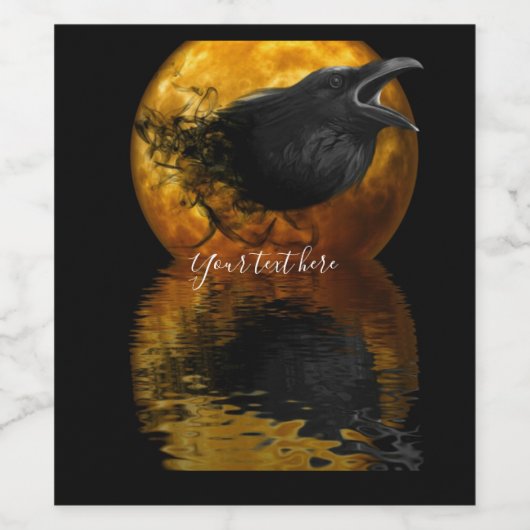 Raven & Golden Moon Individuell gestaltbare Weinet Weinetikett (Einzelnes Label)