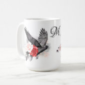Raven Gothic Rose Aquarell Fantasy Art Monogram Kaffeetasse (Vorderseite Links)
