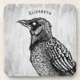 Raven Gothic Schwarz-weiß Horror Tinte nicht einge Getränkeuntersetzer