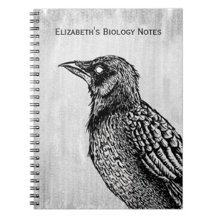 Raven Gothic Schwarz-weiß Horror Tinte Zeichnend N Notizblock