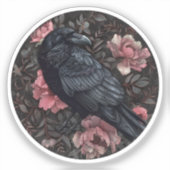 Raven gothic Vintag Blume Aufkleber (Vorderseite)