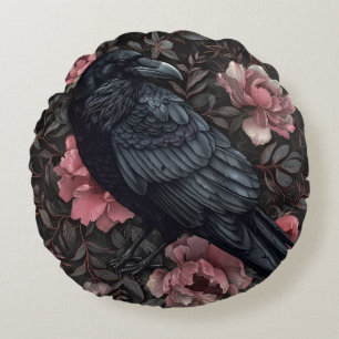 Raven gothic Vintag Blume Rundes Kissen