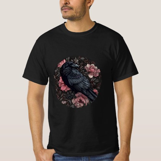 Raven gothic Vintag Blume T-Shirt (Vorderseite)