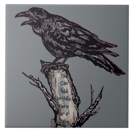 Raven Grey Art Keramik Tile Trivet personalisieren Fliese (Vorderseite)