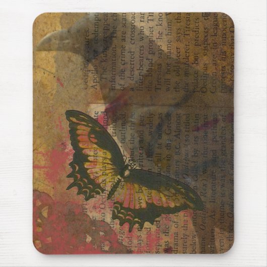 Raven Grunge Collage Mousepad (Vorne)