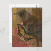 Raven Grunge Collage Postkarte (Vorne/Hinten)