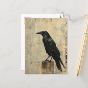 Raven Grunge Cracked Painting Postkarte