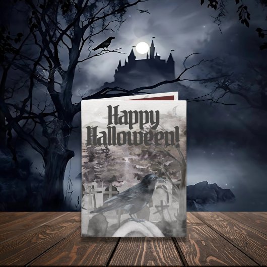 Raven Halloween Card Karte