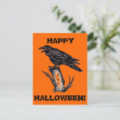 Raven Halloween Postcard, Datum kann geändert werd Postkarte (Stehend Vorderseite)