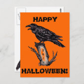 Raven Halloween Postcard, Datum kann geändert werd Postkarte (Vorne/Hinten)