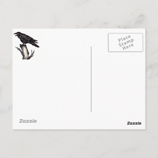 Raven Halloween Postcard, Datum kann geändert werd Postkarte (Rückseite)
