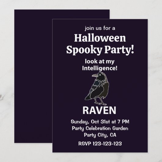 Raven Halloween Spooky Party Raven Einladung (Vorne/Hinten)