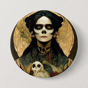 Raven Hexe 2 Fantasy Horror Goth Gothic Button