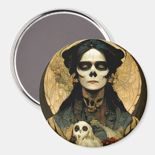 Raven Hexe 2 Fantasy Horror Goth Gothic Magnet (Vorderseite/Rückseite)