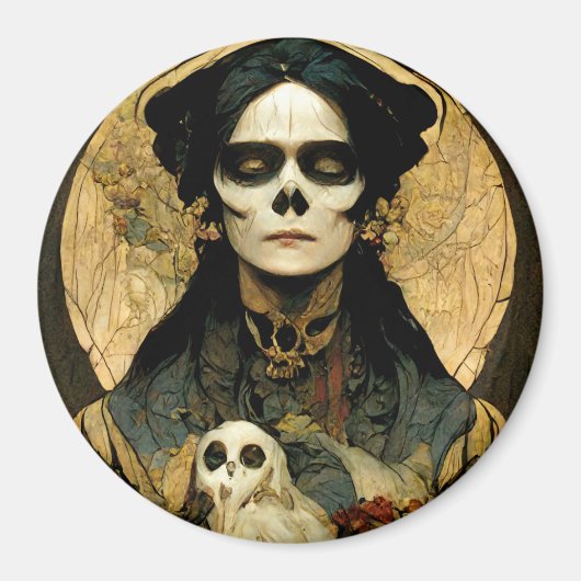 Raven Hexe 2 Fantasy Horror Goth Gothic Magnet (Vorne)