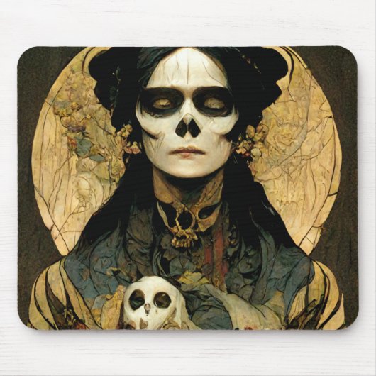 Raven Hexe 2 Fantasy Horror Goth Gothic Mousepad (Vorne)