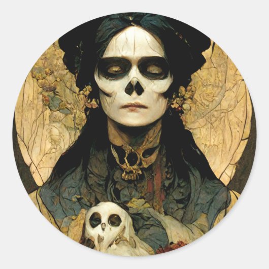 Raven Hexe 2 Fantasy Horror Goth Gothic Runder Aufkleber (Vorderseite)