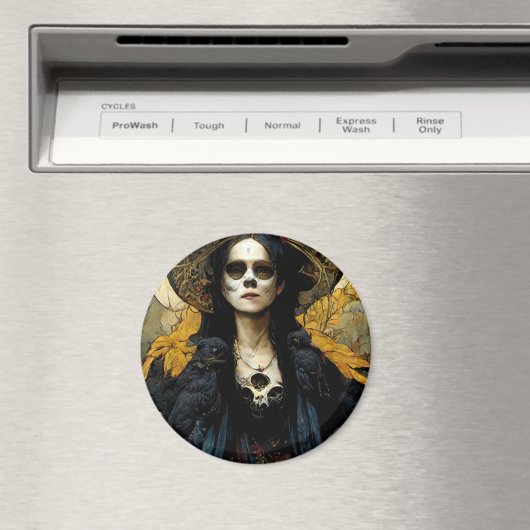 Raven Hexe 3 Fantasy Horror Goth Gothic Magnet (In Situ (Geschirrspüler))