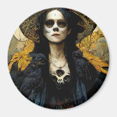 Raven Hexe 3 Fantasy Horror Goth Gothic Magnet (Vorne)