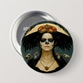 Raven Hexe 4 Fantasy Horror Goth Gothic Button (Vorne & Hinten)