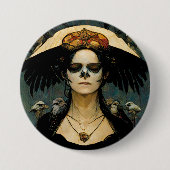 Raven Hexe 4 Fantasy Horror Goth Gothic Button (Vorderseite)
