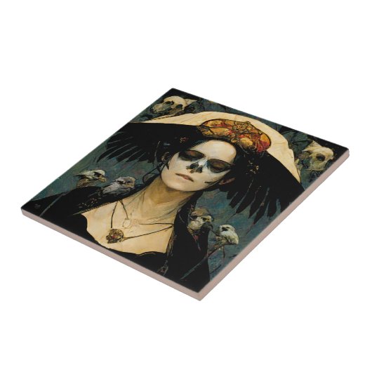 Raven Hexe 4 Fantasy Horror Goth Gothic Fliese (Seite)