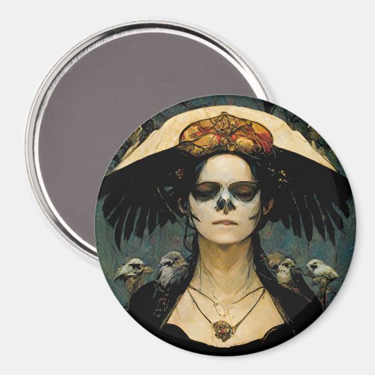Raven Hexe 4 Fantasy Horror Goth Gothic Magnet (Vorderseite/Rückseite)