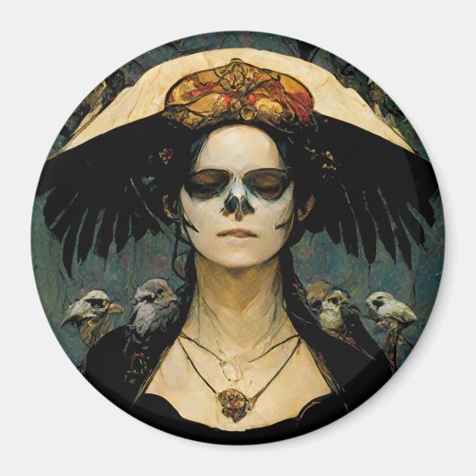 Raven Hexe 4 Fantasy Horror Goth Gothic Magnet (Vorne)