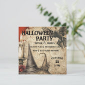 Raven | Hexenhats | Kerze | ROSE HALLOWEEN-PARTY Einladung (Stehend Vorderseite)