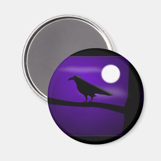 raven_illustr_Vector_Clipart lila Magnet (Vorderseite/Rückseite)