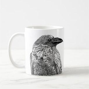 Raven Illustration Coffee Tasse