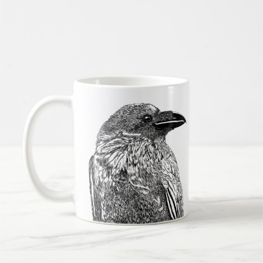 Raven Illustration Coffee Tasse (Links)