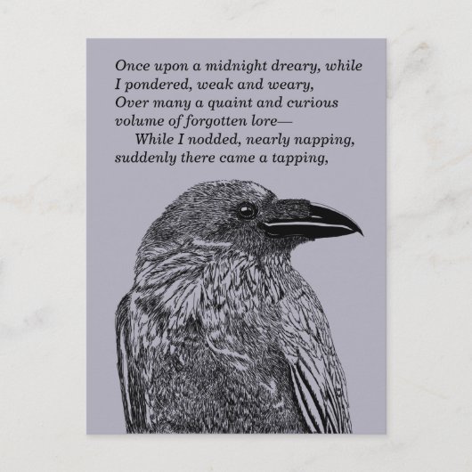 Raven Illustration & Gedicht zusammenbringen Postkarte (Vorderseite)