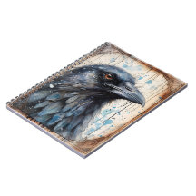 Raven Illustration mit Watercolor-Notebook
