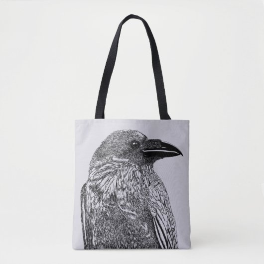 Raven Illustration Tote Bag Tasche (Vorderseite)