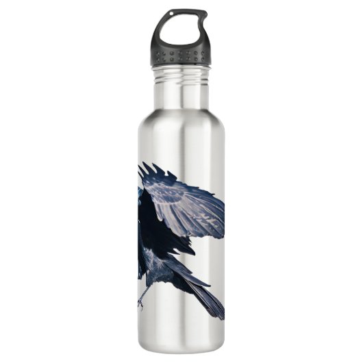 Raven im Mittelflug | Wasserflasche Edelstahlflasche (Vorderseite)