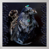 Raven im Steampunk-Stil. Zeichnend Wasserfarbe Poster (Vorne)