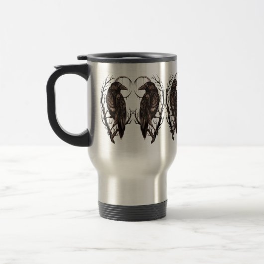 Raven in Dead Tree - Dunkle Gotik Reisebecher (Links)