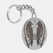 Raven in Dead Tree - Dunkle Gotik Schlüsselanhänger (Vorderseite links)