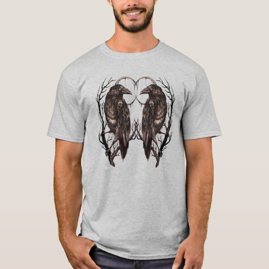 Raven in Dead Tree - Dunkle Gotik T-Shirt (Vorderseite)